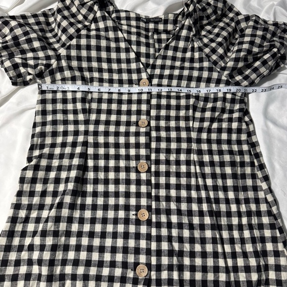 Zara Linen Blend Dress Black and White Size Large - Picture 7 of 14